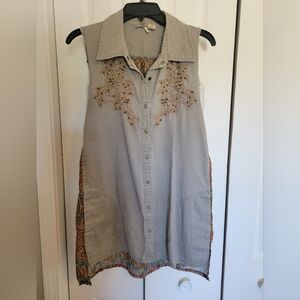 BKE Button Up Embellished Tank